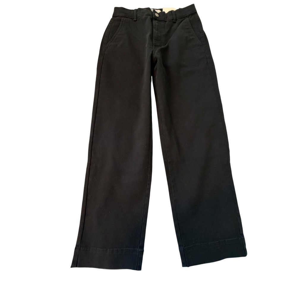 Everlane Way-High Canvas Pant Black Wide Leg High Rise Trousers Size 6 Long NEW